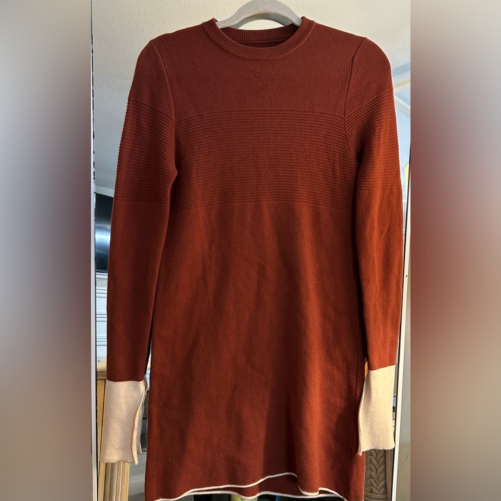 NEW Brown Color Block Knee length Career Dress XS